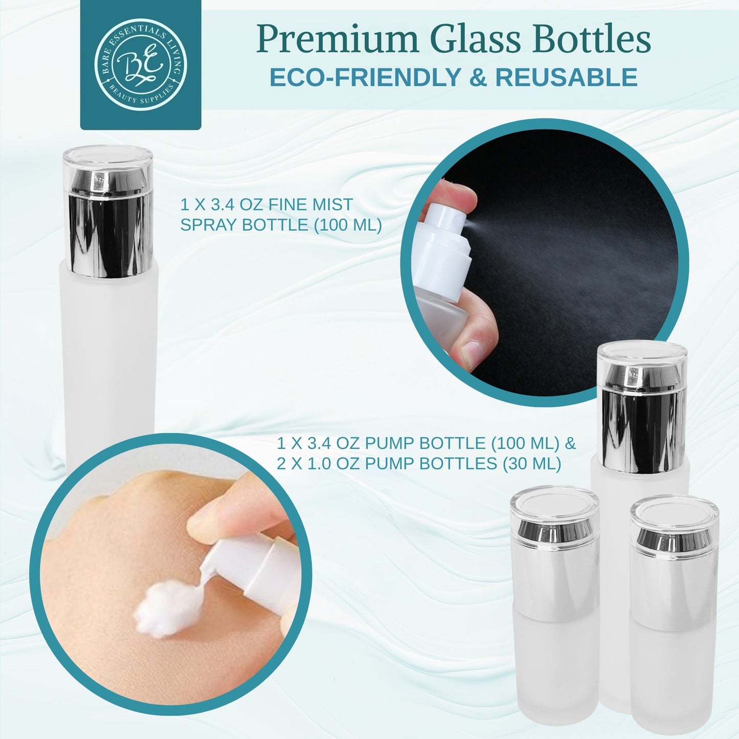 14 Pcs Travel Skincare Containers Set - Glass