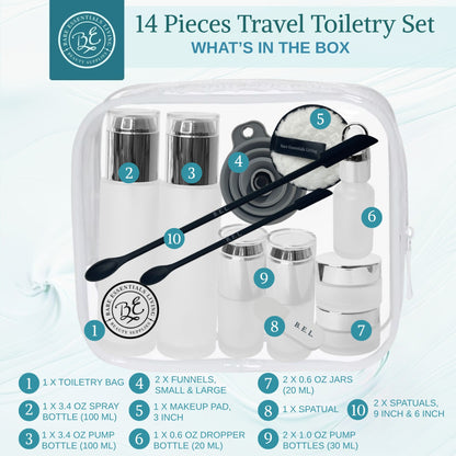 14 Pcs Travel Skincare Containers Set - Glass