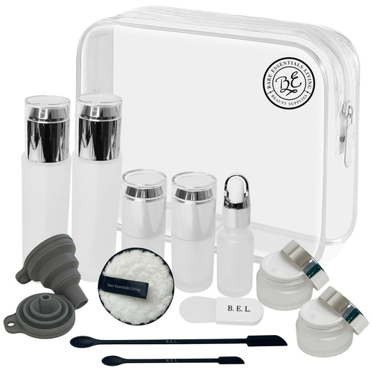 14 Pcs Travel Skincare Containers Set - Glass